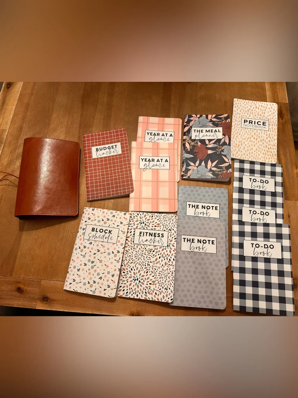 Customizable Planner - Floral & Plaid Pocket Notebooks - Pink, Navy, Gray, Cream